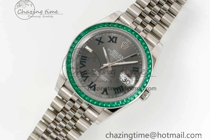 Marker Steel 41mm Diamonds on Arabic Best Dial Jubilee Gray 1:1 904L SA3235 Green Bracelet Bezel Edition DateJust DIWF 0329